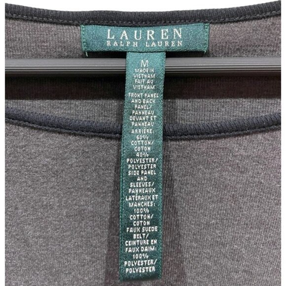 Lauren Ralph Lauren grey with black long sleeve midi dress size M - Picture 6 of 6